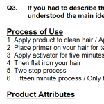 Hair product codelist